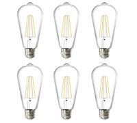 HUAMu Ampoule à filament LED E27 ST64 4W, Equivalent à Ampoule Incandescente 40W, 400Lm,Lampe Rétro Edison de Verre Transparent, 2700K Blanc Chaud, Non-dimmable, Lot de 6