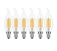 HUAMu Ampoule Flamme LED E14 Dimmable, 6W Equivalent à Ampoule Halogène Incandescente 60W, Blanc Chaud 2700K, Flamme Bougie LED encastrable, 360° Faisceau, 600lm, IRC>80, Lot de 6