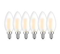 HUAMu Ampoules Bougie à Filament LED E14, 4W Equivalente à Ampoule halogène 40W, 400Lm 2700K Blanc Chaud, Ampoule rétro vintage, verre mat, Non-dimmable, Paquet de 6