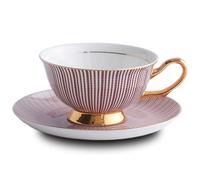 HUAMu Ensemble Tasse Soucoupe Porcelaine Anglaise à la Cendre d'os, Bone Chine Service à Thé Café,avec Cuillère,Vin rouge- 1 Set 200ml