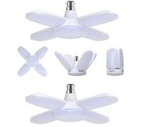 HUAMu Lampe de Garage à Baïonnette B22 60W, Blanc Froid 6500K 6000Lm éclairage de Plafond à LED Déformable avec 4 Panneaux Ajustables, pour Garages, Sous sols, Entrepôts, Gymnases (lot de 2)
