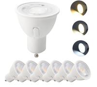 HUAMu Lampes LED GU10 5W 500LM, Non dimmable, Blanc Chaud 2700K Blanc Neutre 4000K Blanc Froid 6000K, 3 Températures de Couleur Réglables 45°Spotlight, 175V-265 LED Ampoules, Lot de 6