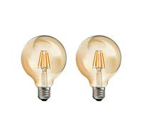 HUAMu Lot de 2 E27 Ampoules LED G95 Vintage à Filament Edison Globe Ampoule 6W 600Lm 2700K Blanc Chaud Verre doré fumé, AC 220V, Non dimmable