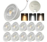 HUAMu module LED 5W ø50x23mm 3CCT Blanc chaud Blanc naturel Blanc froid, 45°Remplace Lampe GU10 MR16 pour luminaires encastrés Spots de plafond Spots encastrés Plafonniers, Non-Dimmable,Lot de 10