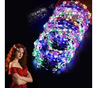 HuaMuDM 16 pièces Bandeaux Fleurs LED,Bandeau Couronne LED,Cadeaux Créatifs, Halloween,Noël,Nouvel an,Fête,Carnaval,Décoration de Mariage