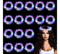 HuaMuDM 16 pièces LED Fleur Guirlande Cheveux,LED Plumes Guirlande Cheveux,Cadeaux Créatifs, Halloween,Noël, Nouvel an,Fête,Carnaval,Décoration de Mariage