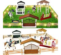 HuaMuDM Écurie Chevaux Jouet,Cheval Jouet Écurie Chevaux Set,avec Lumière LED,Noël,Cadeau d'anniversaire,3 4 5 6 7 8 9 10+Ans