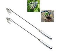HuaMuDM Premium Acier Manganèse Forgé Désherbeur,Désherbage Jardin 4 Dent | Outil Arrache Mauvaises Herbes,Manuel Outil de Râteau de Désherbage,Outil D' Extraction Désherbeur
