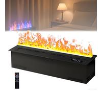 HuanEssentric Insert Cheminée électrique 3D à Vapeur d'eau - Couleurs Et Vitesse Flamme Réglables,Fonction Humidificateur,Télécommande Et Contrôle Tactile pour Ambiance Intérieure 120cm