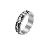 HUANGBONIG 2 anneaux rotatifs en acier inoxydable en forme de cœur pour soulager l'anxiété et le stress, 11#, Métal