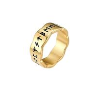 HUANGBONIG 2 pièces - Acier titane comme petite personnalité design ornement pour la vieille bague en forme de lettre, 7#, Métal