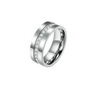 HUANGBONIG 2 pièces : miroir en titane incrusté de zircones - Bague en diamant pour homme et femme., 9#, Métal
