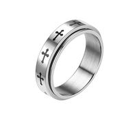 HUANGBONIG Bague double rotative simple en acier titane pour femme européenne et américaine, No.9