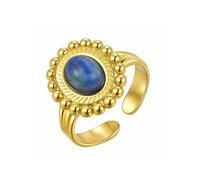 HUANGBONIG Bague d'ouverture ovale en acier inoxydable en forme d'éventail pour femme européenne et américaine bijoux en pierre naturelle, Métal
