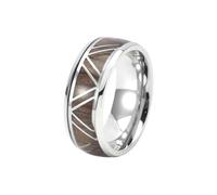HUANGBONIG Bague en acier titane triangle dragon pièce anneau whisky baril bois cuir, 12(th)