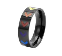 HUANGBONIG Bague en forme de flèche arc-en-ciel simple en forme de V en titane bijoux personnalisés, No. 7