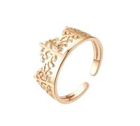 HUANGBONIG Bague en titane ouverture tempérament couronne amour richesse arbre creux bague, Métal