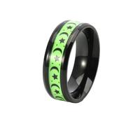 HUANGBONIG Bague lumineuse en forme d'étoile et de lune - En titane - En caoutchouc - Neutre, 11(th)