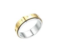 HUANGBONIG Bague rotative rétro à six caractères mantra belle signification transbordement bague en acier titane, No.5., Métal