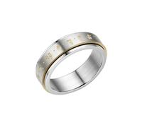 HUANGBONIG Bague rotative rétro à six caractères mantra belle signification transbordement bague en acier titane, No. 6, Métal
