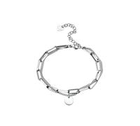 HUANGBONIG Bracelet en acier titane avec motif visage souriant - Double empilage - Bijoux de marque ronds, Métal
