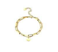 HUANGBONIG Bracelet en acier titane avec motif visage souriant - Double empilage - Bijoux de marque ronds, Métal