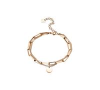 HUANGBONIG Bracelet en acier titane avec motif visage souriant - Double empilage - Bijoux de marque ronds, Métal