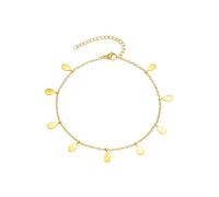 HUANGBONIG Chaîne de cheville plate en acier inoxydable pour femme avec fleurs creuses, gouttes d'eau et notes, Métal