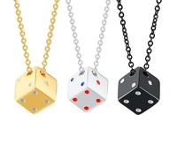 HUANGBONIG Collier avec pendentif en forme de dés en acier inoxydable pour homme européen et américain, Métal