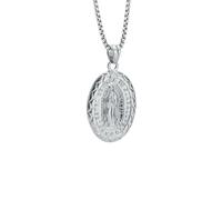 HUANGBONIG Collier en acier inoxydable pour homme avec pendentif ovale Notre Dame, Métal