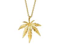 HUANGBONIG Collier en acier titane avec feuille d'érable poli, Métal