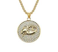 HUANGBONIG Collier en acier titane douze constellations de diamants porté par les hipsters européens et américains de la minorité, Métal