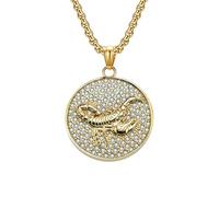 HUANGBONIG Collier en acier titane douze constellations de diamants porté par les hipsters européens et américains de la minorité, Métal