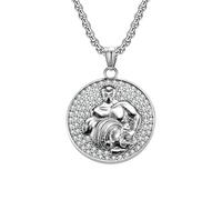 HUANGBONIG Collier en acier titane douze constellations de diamants porté par les hipsters européens et américains de la minorité, Métal