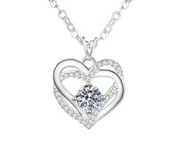 HUANGBONIG Collier en argent pur avec cœur éternel Mosan pour femme, Métal