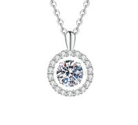 HUANGBONIG Collier en argent pur avec pierre de Mosan battant un cœur coréen, Métal