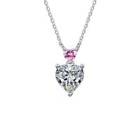HUANGBONIG Collier en argent sterling avec diamants Mosan avec une relation cœur à cœur. Les femmes coréennes sont élégantes et simples., Métal