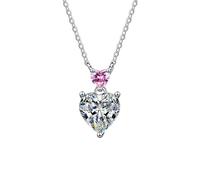 HUANGBONIG Collier en argent sterling avec diamants Mosan avec une relation cœur à cœur. Les femmes coréennes sont élégantes et simples., Métal