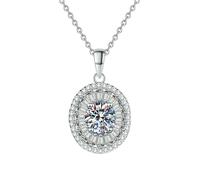 HUANGBONIG Collier en argent sterling avec pierre Mosan brillante en forme d'œufs de pigeon, accessoires européens et américains, Métal