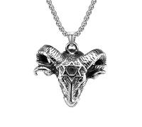 HUANGBONIG Collier en titane avec tête de chèvre, Métal