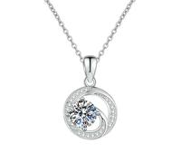 HUANGBONIG Collier géométrique en argent sterling avec pierre Mosan galvanoplastie Bijoux exquis européens et américains., Métal