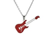 HUANGBONIG Collier guitare punk européen et américain couple noir titane acier pendentif instrument de musique