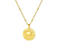 HUANGBONIG Collier rond en acier inoxydable avec perles séparées de douze constellations en relief, Métal