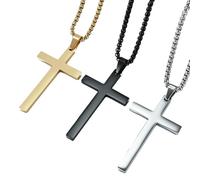 HUANGBONIG Collier simple en acier titane plaqué or pour homme, Métal