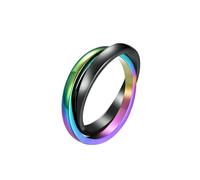 HUANGBONIG Lot de 2 bagues à double anneau en acier titane et céramique poli pour bijoux européens et américains, 10#, Métal