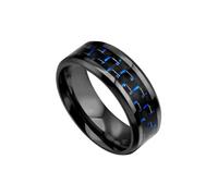 HUANGBONIG Lot de 2 bagues de couple en fibre de carbone Japon et Corée du Sud en acier titane bleu simple et exquis, No. 8