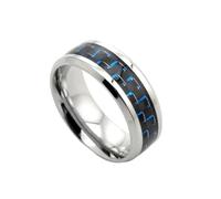 HUANGBONIG Lot de 2 bagues de couple en fibre de carbone Japon et Corée du Sud en acier titane bleu simple et exquis, 11(th)