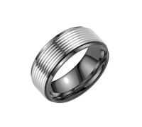 HUANGBONIG Lot de 2 bagues de couple en titane bicolore au design personnalisé européen et américain, No. 7, Métal