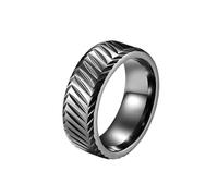 HUANGBONIG Lot de 2 bagues en acier inoxydable avec diamants européens et américains, 9#, Métal