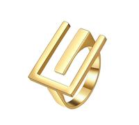 HUANGBONIG Lot de 2 bagues en acier inoxydable avec ouverture en forme de E en titane pour homme européen et américain, 7#, Métal